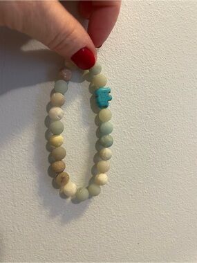 Matte Pastel Bead Bracelet with Turquoise Elephant Accent